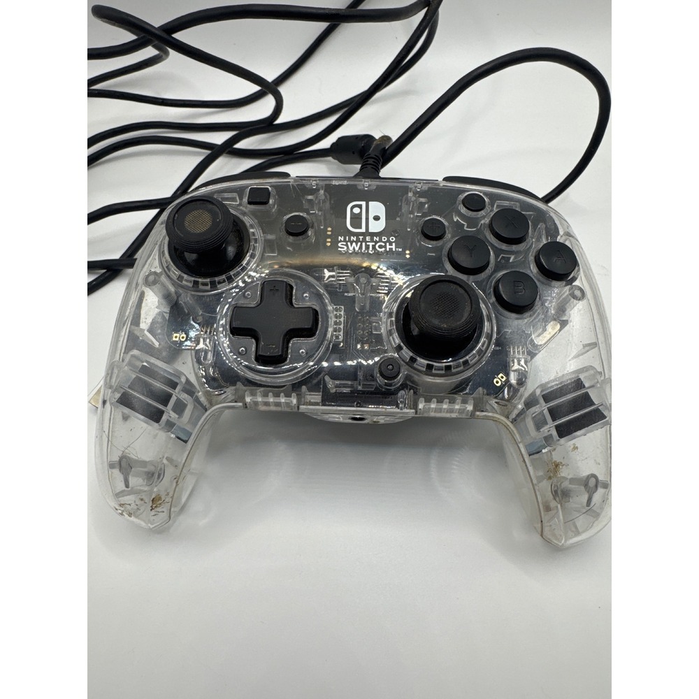 PDP Afterglow Deluxe+ Wired Controller Nintendo Switch Clear Excellent LED Audio